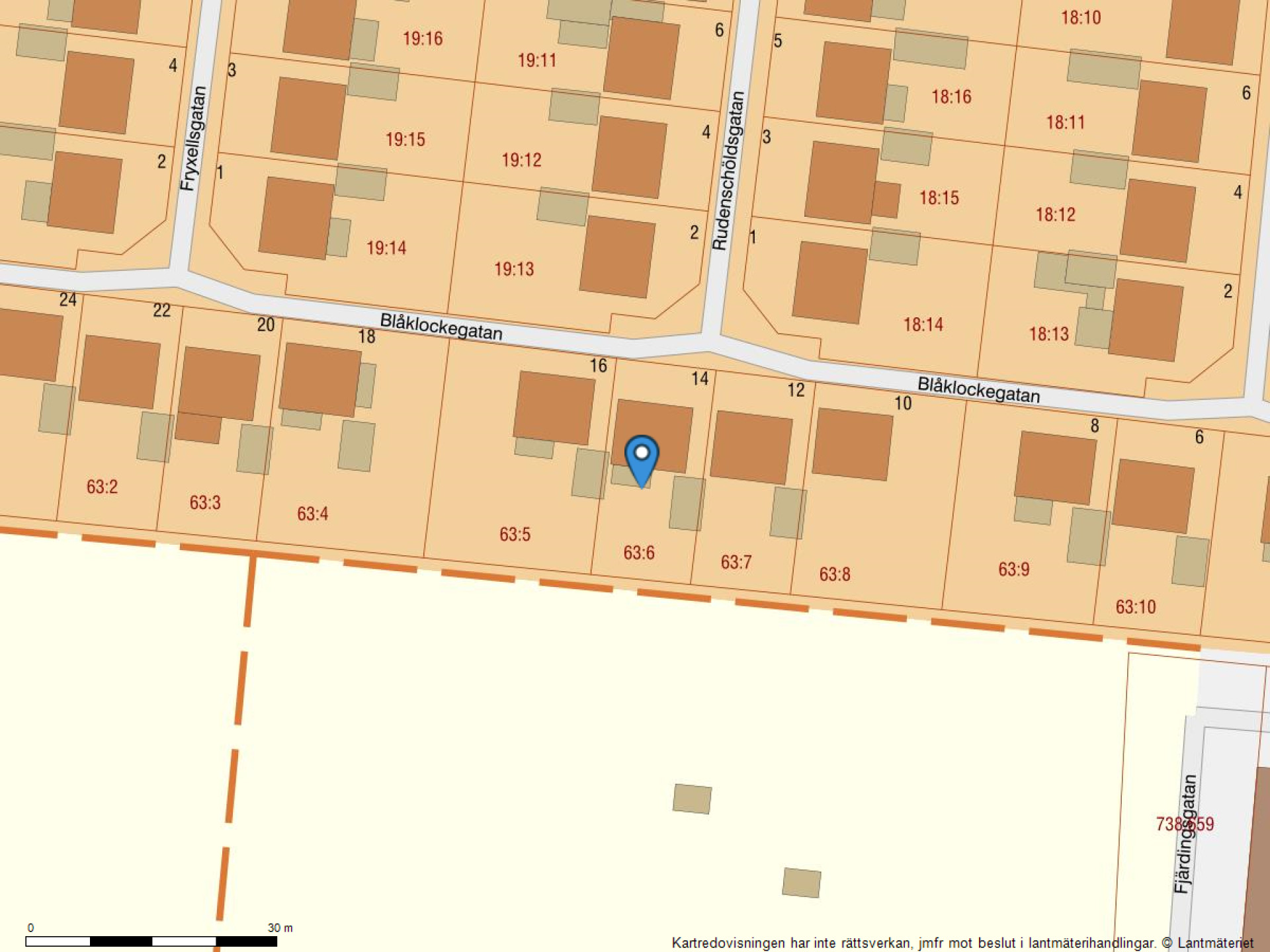Fastighetskarta Blåklockegatan 14-35