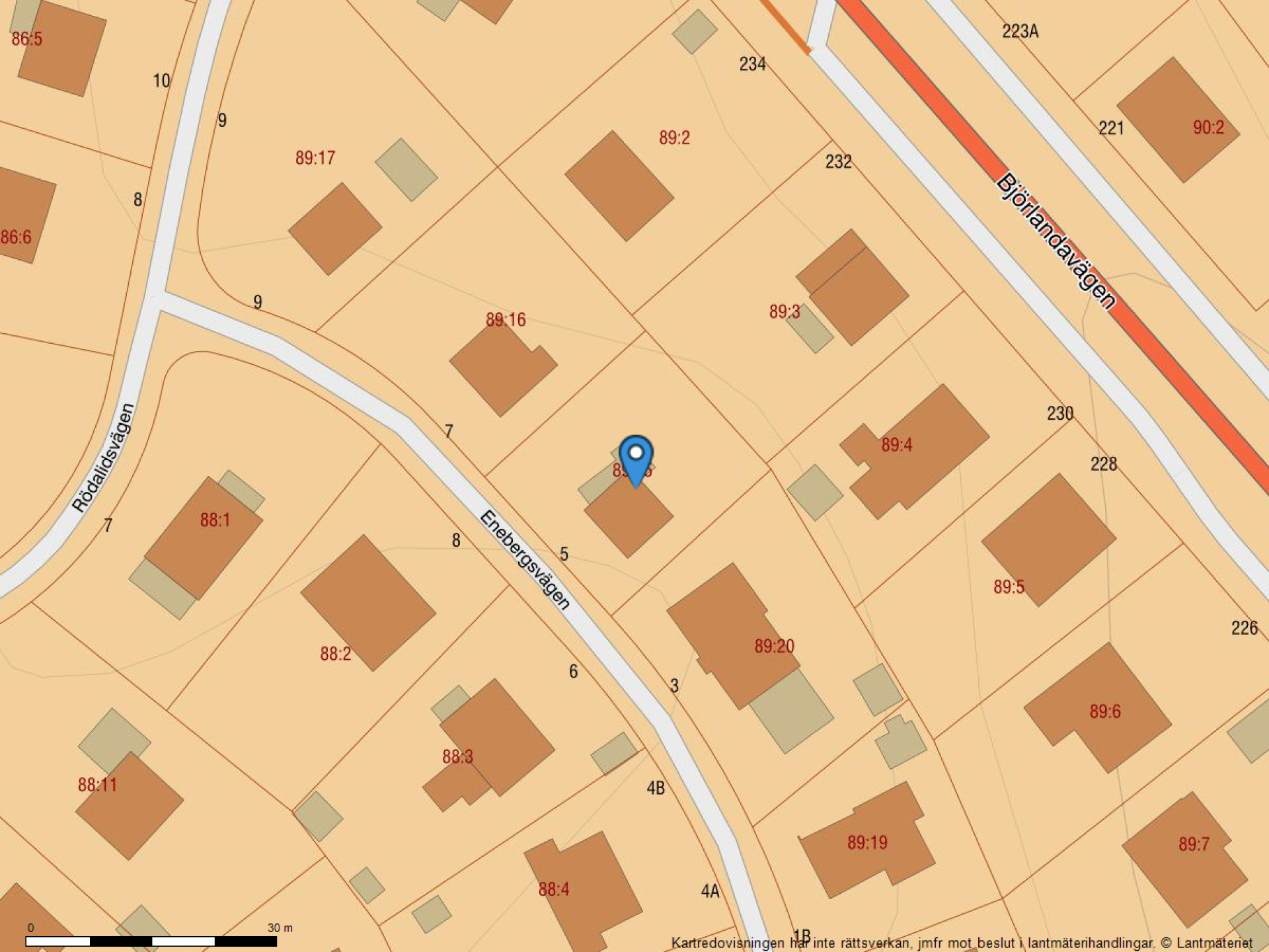 Fastighetskarta Enebergsvägen 5-40